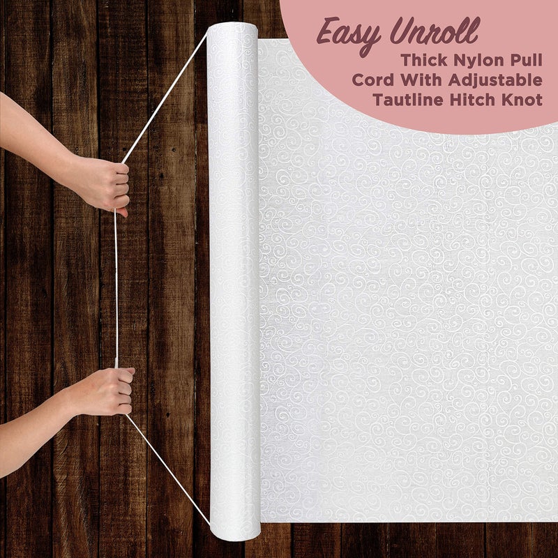 J&A Homes White Wedding Aisle Runner - Professional-Grade Nylon, Includes Tape Double-Sided Adhesive - Disposable Scroll Pattern Runner Great for Indoor or Outdoor Weddings, Prom, Parties - Image 2